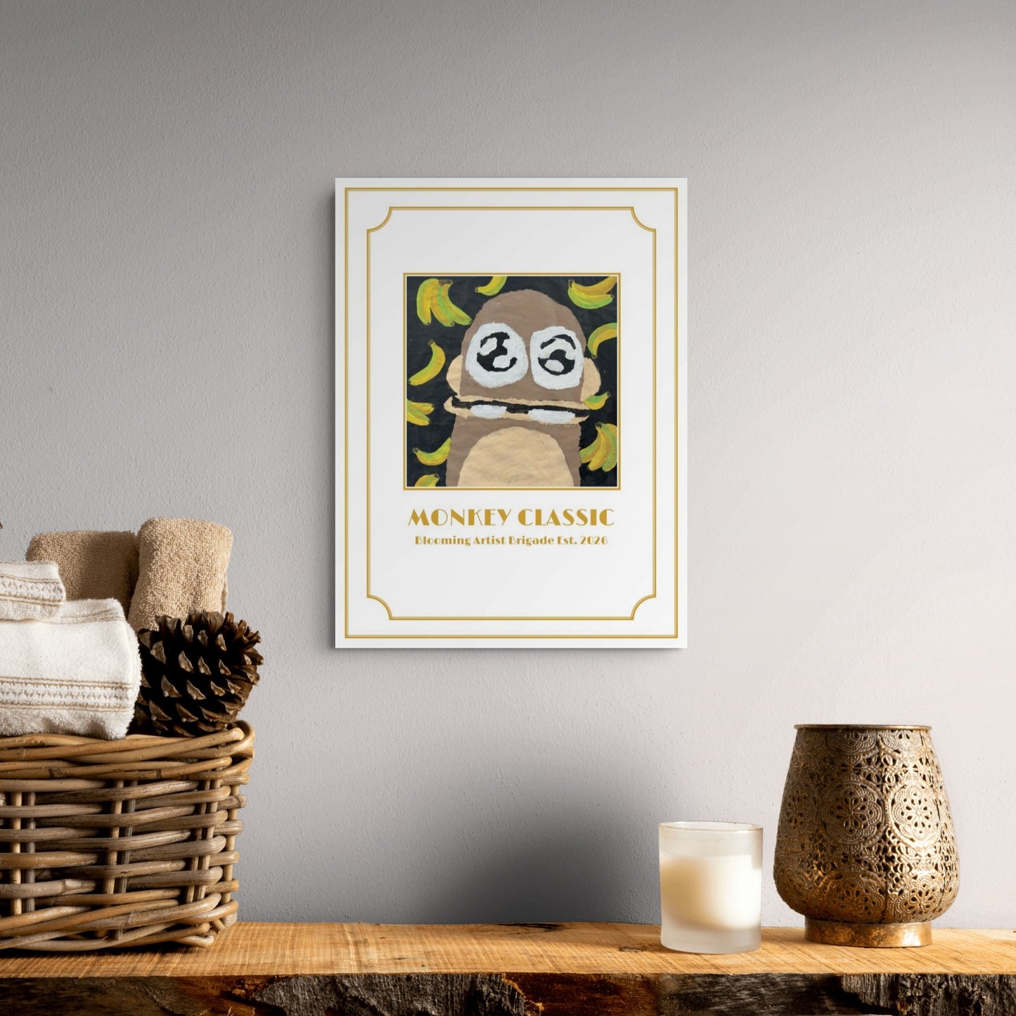 Monkey Classic Print Art Deco 18x24
