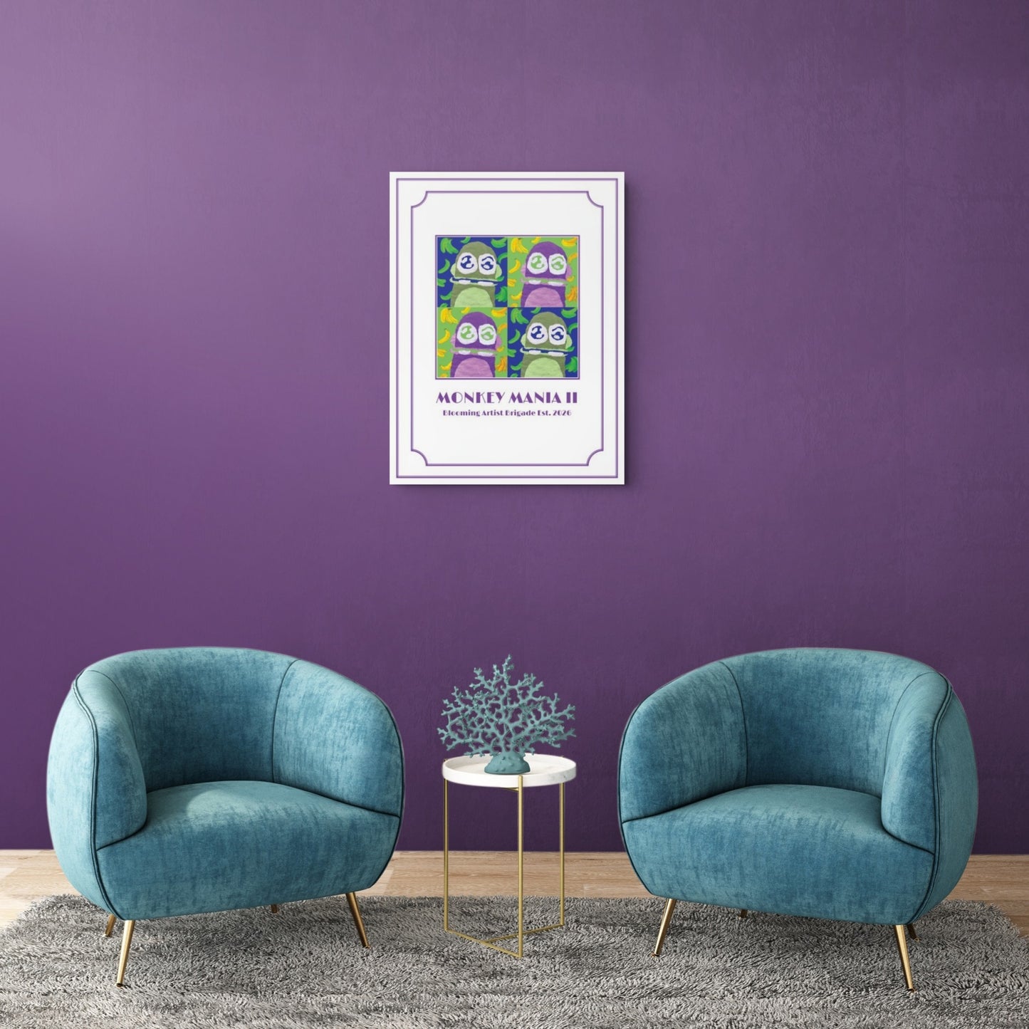 Monkey Mania 2 Print Art Deco 18X24